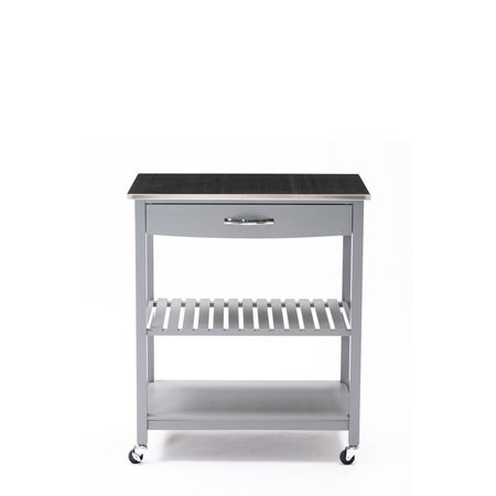 BORAAM Boraam 50658 Holland Kitchen Cart with Stainless Steel Top - Gray 50658